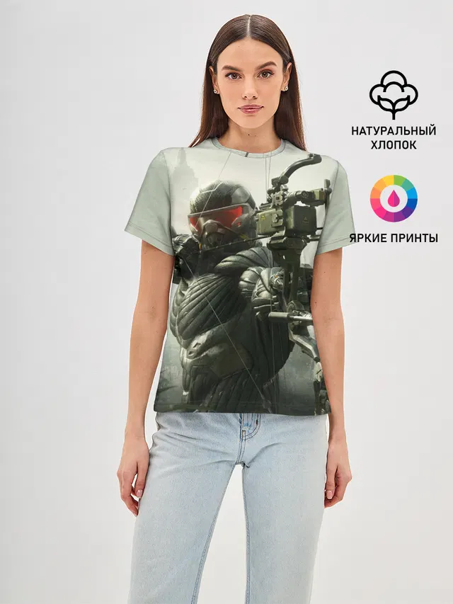 Женская базовая футболка с принтом «Игры — Crysis»