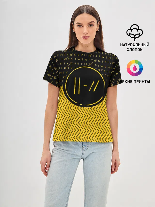 Женская базовая футболка с принтом «Chevron pattern — TWENTY ONE PILOTS TOP»