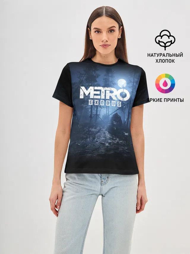 Женская базовая футболка с принтом «Metro Exodus»