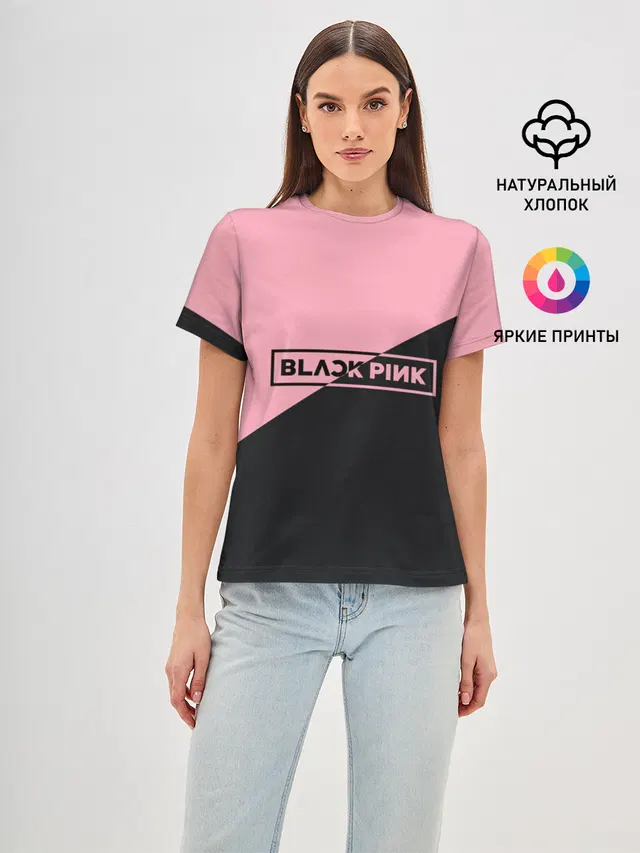 Женская базовая футболка с принтом «BlackPink — Black Pink»