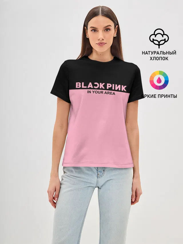 Женская базовая футболка с принтом «BlackPink»