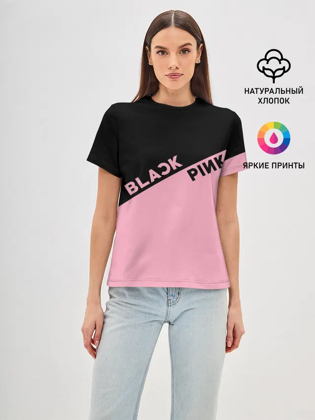 Женская базовая футболка с принтом «BlackPink»