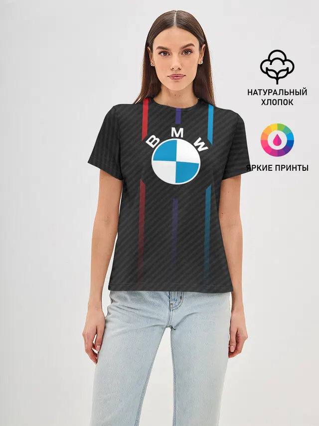 Женская базовая футболка с принтом «BMW»