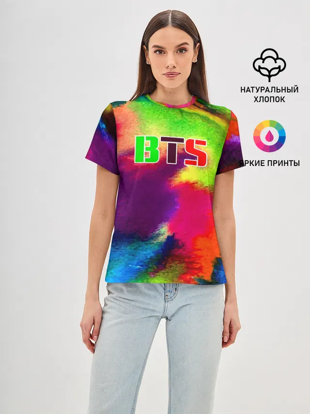 Женская базовая футболка с принтом «Tie-dye»