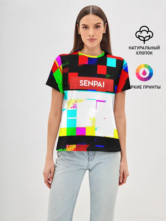 Женская базовая футболка с принтом «SENPAI»