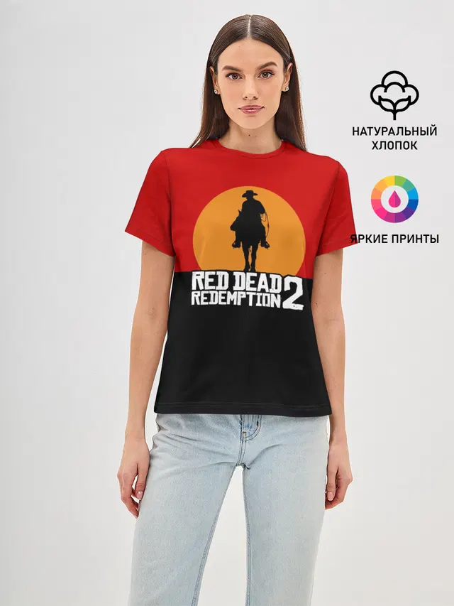 Женская базовая футболка с принтом «Cowboy — Red Dead Redemption 2»