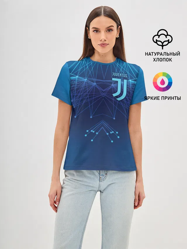 Женская базовая футболка с принтом «Ювентус — Juventus Lifestyle»