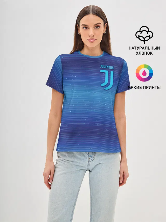 Женская базовая футболка с принтом «Ювентус — Juventus new uniform»