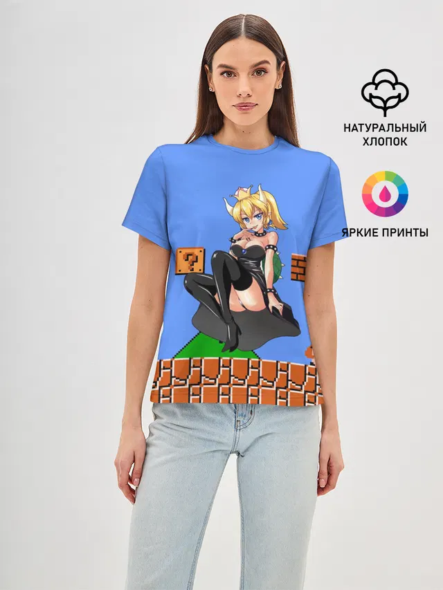 Женская базовая футболка с принтом «Bowsette»