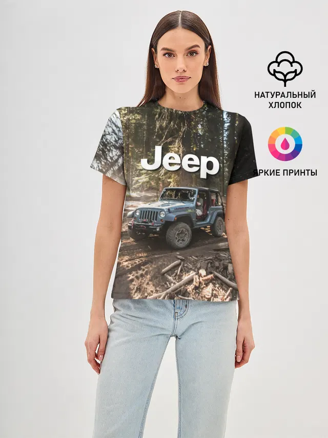 Женская базовая футболка с принтом «Chrysler — Jeep»