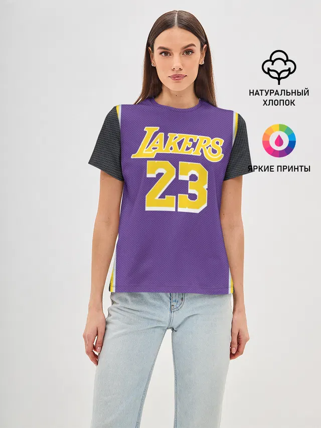 Женская базовая футболка с принтом «НБА — James LA Lakers 2019»