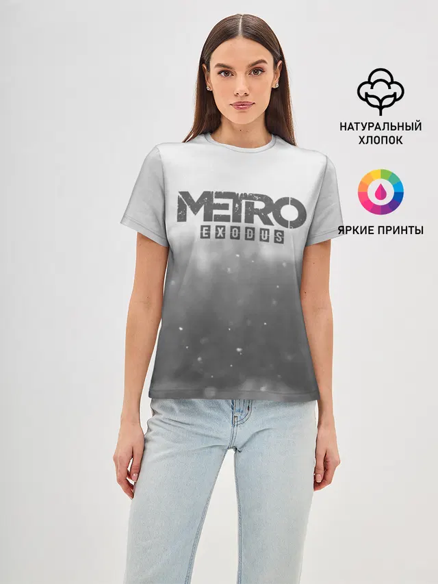 Женская базовая футболка с принтом «Metro Winter»