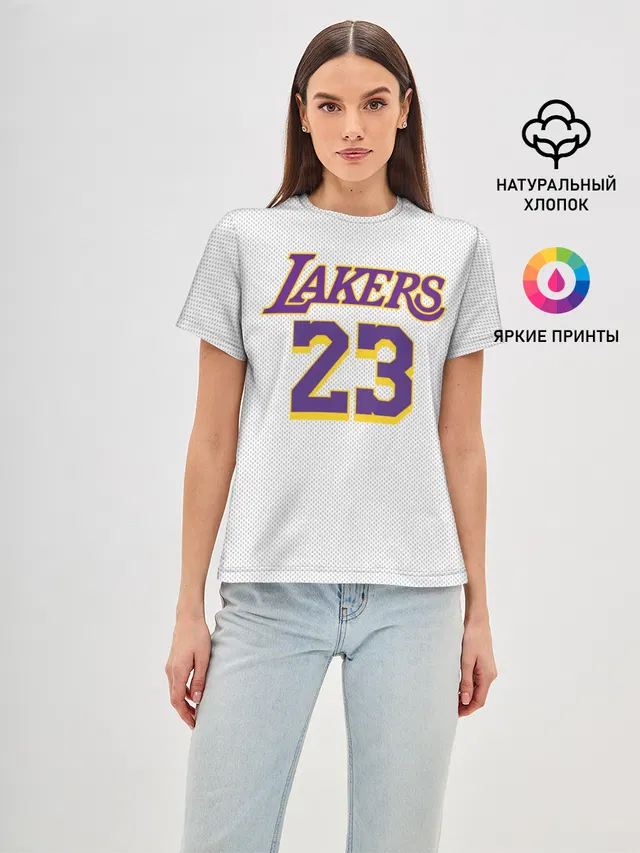 Женская базовая футболка с принтом «НБА — James 18-19 third LA Lakers»