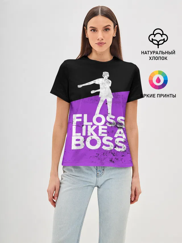 Женская базовая футболка с принтом «Фортнайт — Floss Like A Boss»