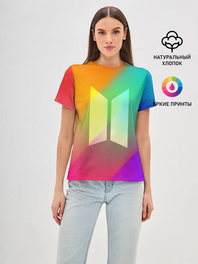 Женская базовая футболка с принтом «Rainbow»