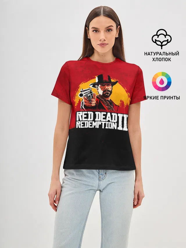 Женская базовая футболка с принтом «Arthur Morgan — Red Dead Redemption 2»