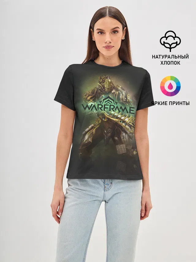 Женская базовая футболка с принтом «Warframe — Рино»