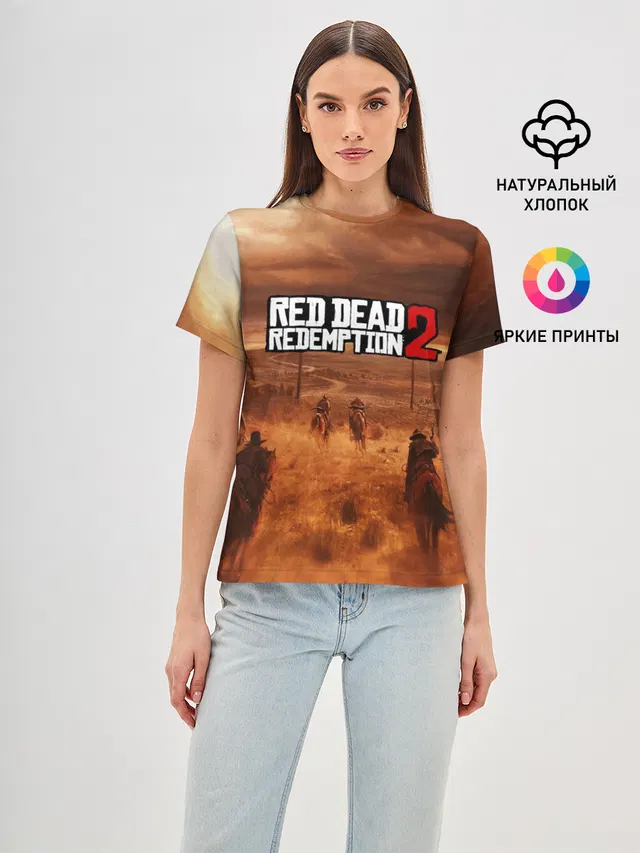 Женская базовая футболка с принтом «Mine shaft — RED DEAD REDEMPTION 2»