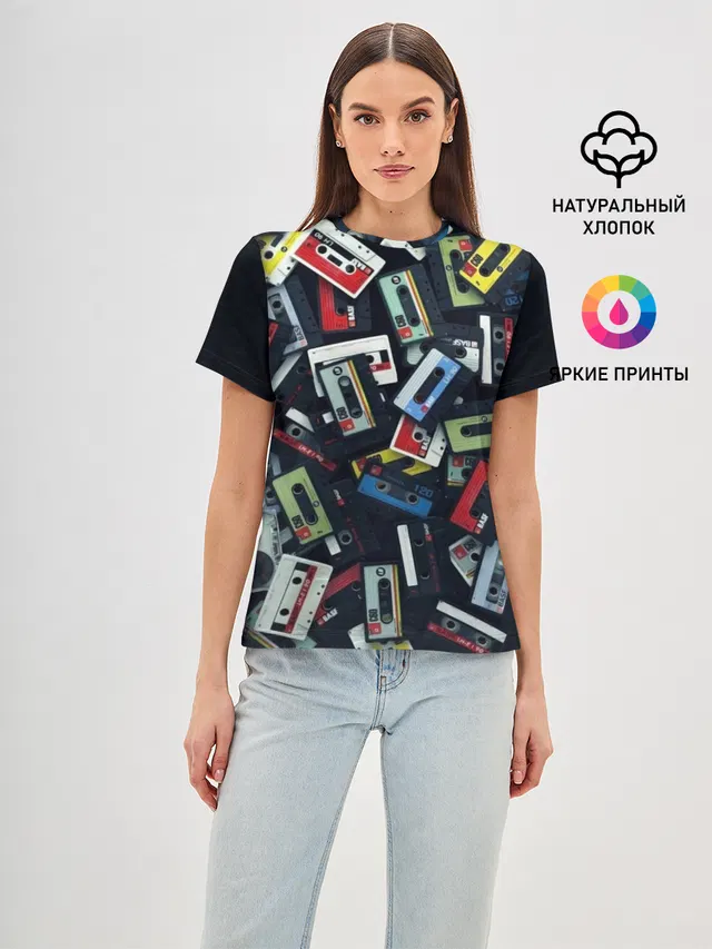 Женская базовая футболка с принтом «Retro — 90-е»