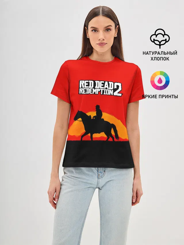 Женская базовая футболка с принтом «Cowboy — Red Dead Redemption 2»