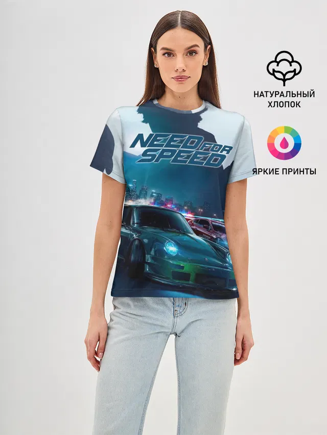Женская базовая футболка с принтом «Need for Speed»