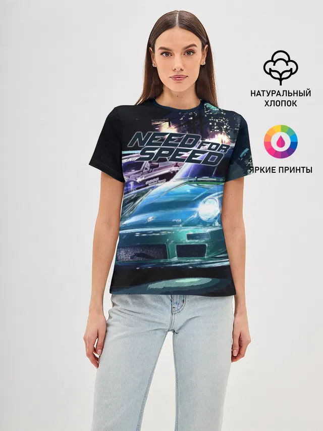 Женская базовая футболка с принтом «Need for Speed»