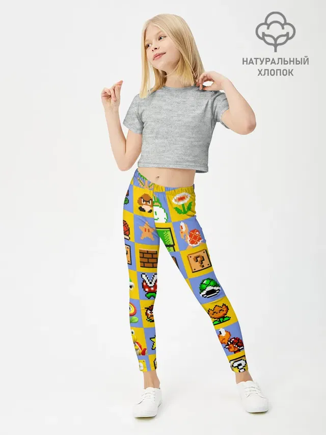 Леггинсы для девочки с принтом «Mario — Super Mario Pop art»