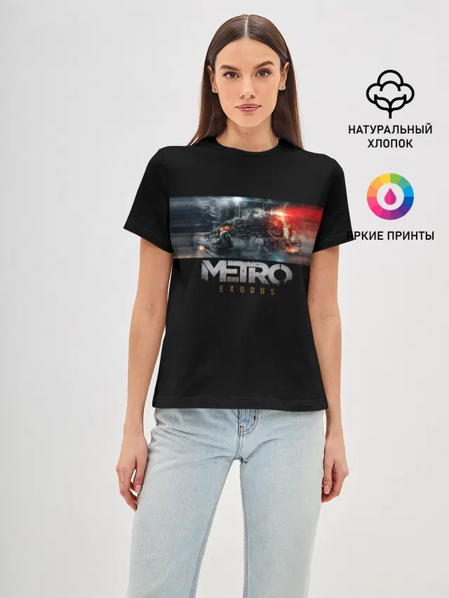 Женская базовая футболка с принтом «Metro Exodus»