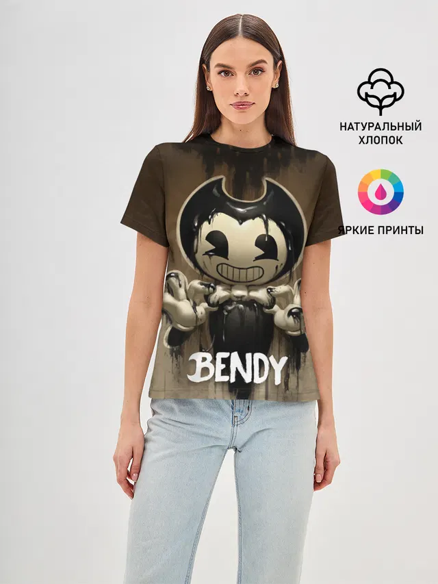 Женская базовая футболка с принтом «Bendy and the ink machine — Bendy»