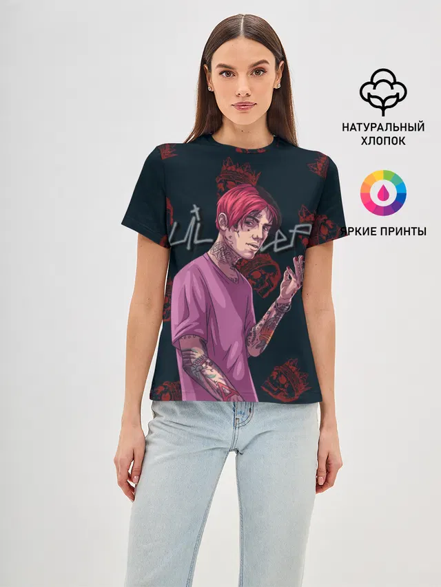 Женская базовая футболка с принтом «Lil Peep — Лил Пип»