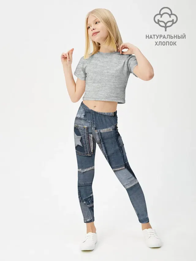 Леггинсы для девочки с принтом «Jeans life»