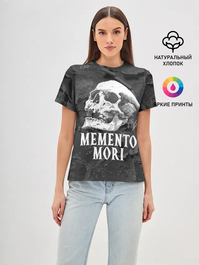Женская базовая футболка с принтом «Memento mori»