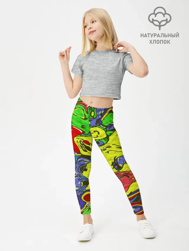 Леггинсы для девочки с принтом «Текстуры — Multicolored»