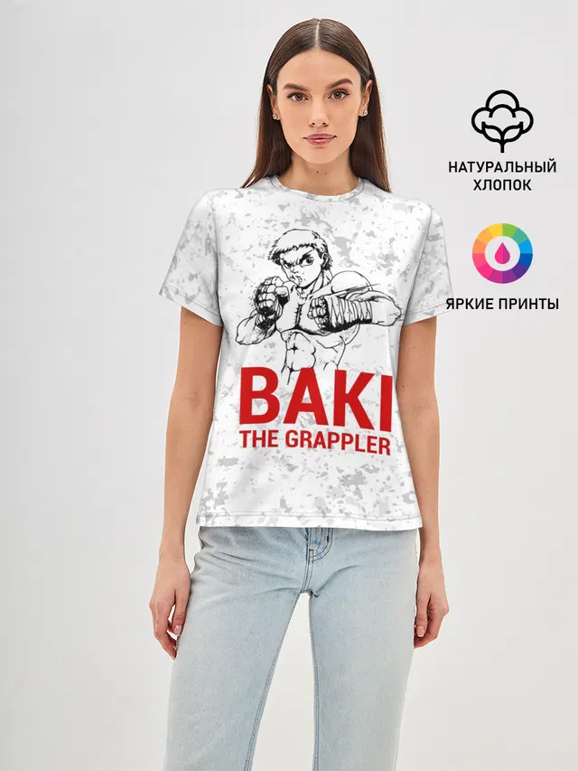 Женская базовая футболка с принтом «Baki the Grappler»