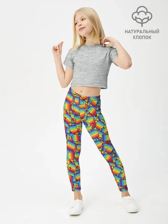 Леггинсы для девочки с принтом «Разные тренды — POP IT МИКС — ПОП ИТ»