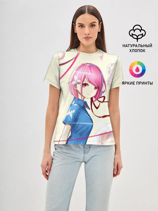 Женская базовая футболка с принтом «Girl Anime»