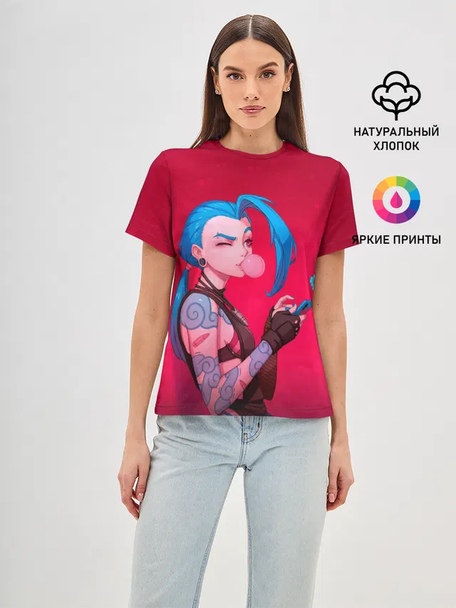 Женская базовая футболка с принтом «Jinx in love»