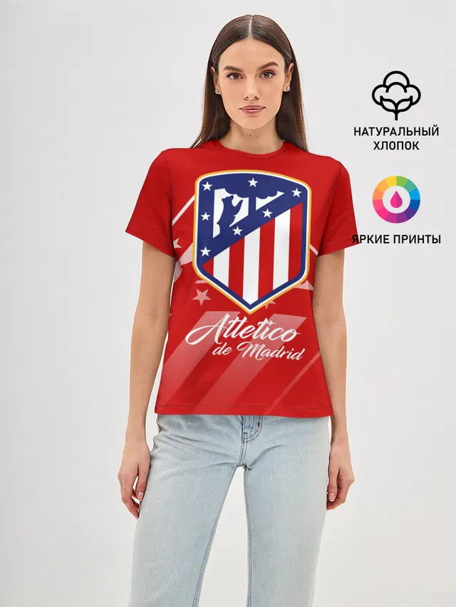 Женская базовая футболка с принтом «Atlético Madrid»