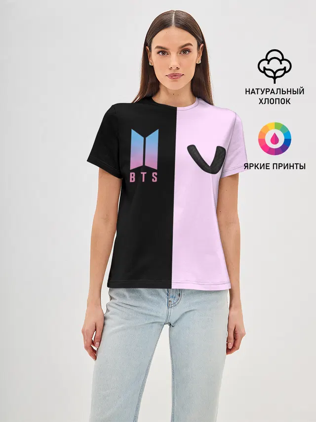 Женская базовая футболка с принтом «Ombre — BTS V»