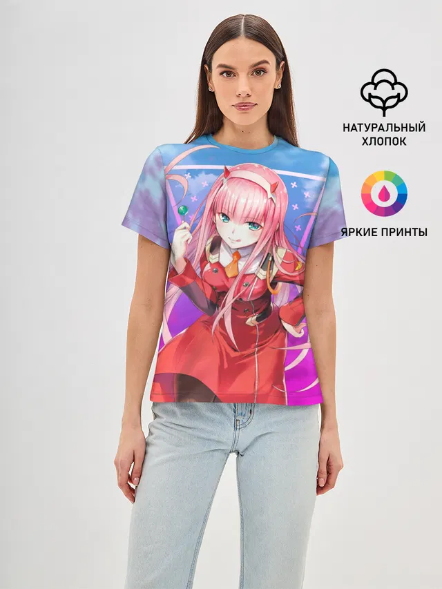 Женская базовая футболка с принтом «Darling in the FranXX»