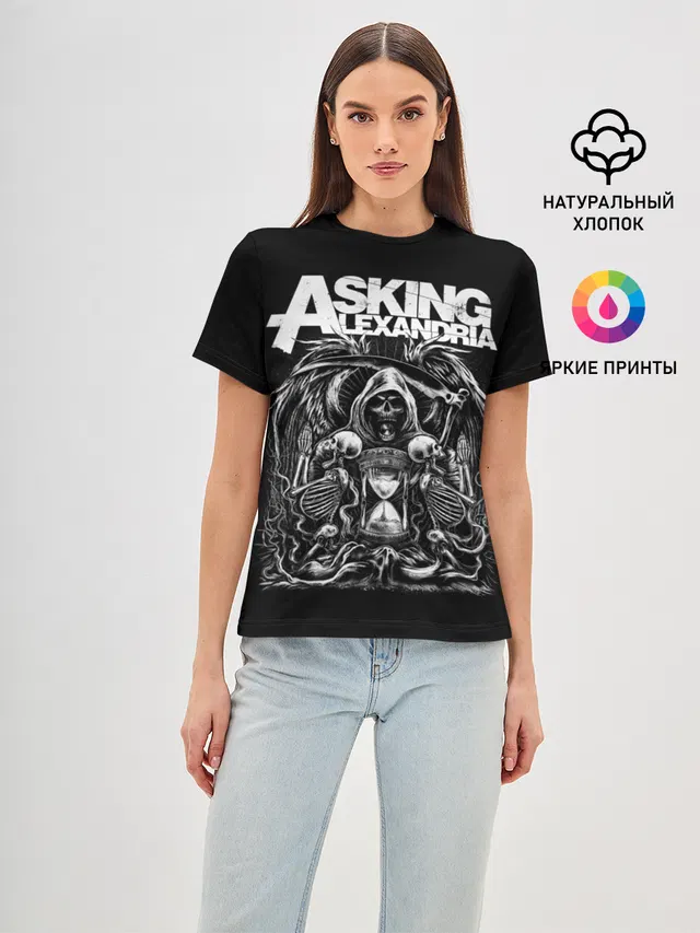 Женская базовая футболка с принтом «Asking Alexandria»