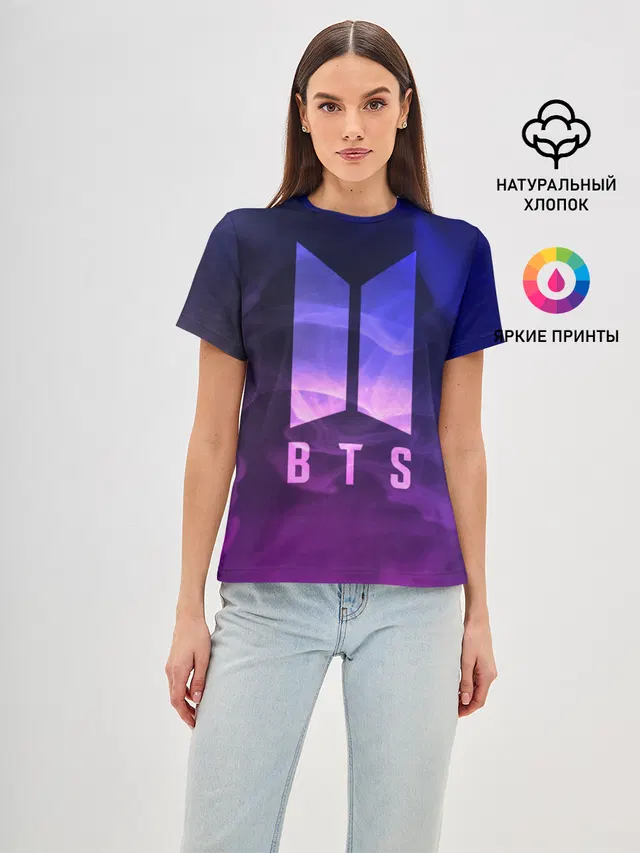 Женская базовая футболка с принтом «Smoke — BTS LOVE YOURSELF»