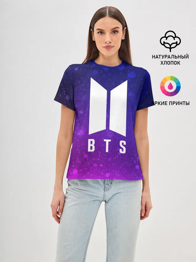 Женская базовая футболка с принтом «BTS Yourself»