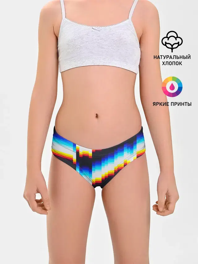 Трусы для девочек с принтом «Разные неоновые принты — pantone»