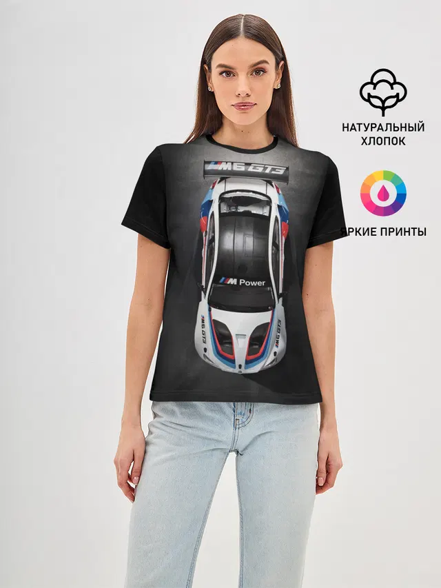 Женская базовая футболка с принтом «BMW — BMW M Power»