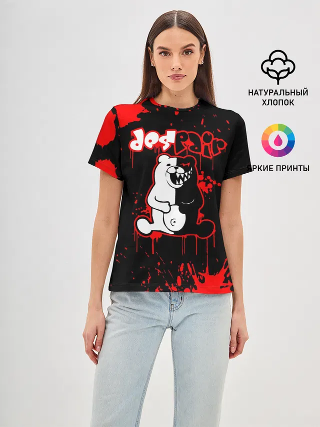 Женская базовая футболка с принтом «MONOKUMA Despair»