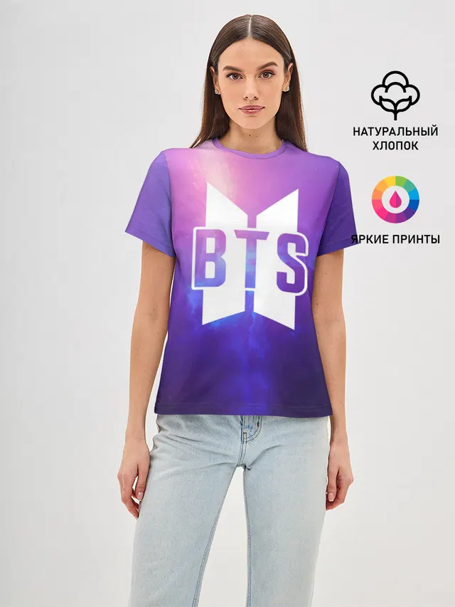 Женская базовая футболка с принтом «BTS Space»