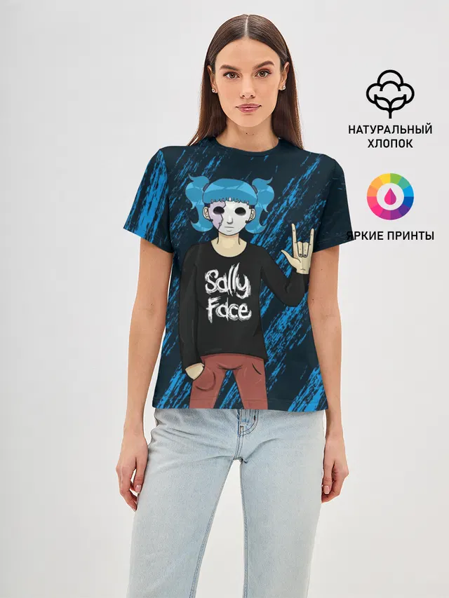 Женская базовая футболка с принтом «Sally Face по Року»