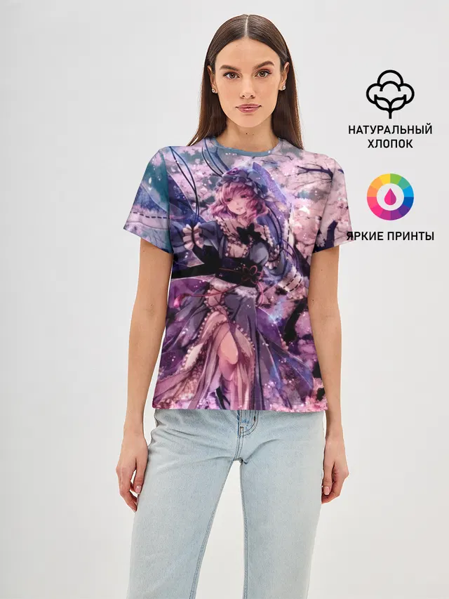 Женская базовая футболка с принтом «Anime Girl tree»