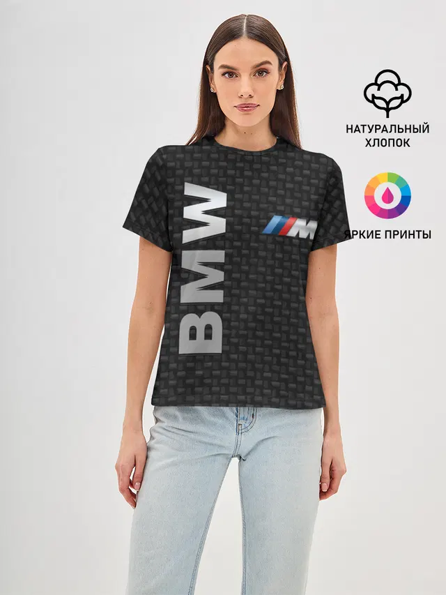 Женская базовая футболка с принтом «BMW»